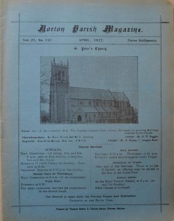 Front cover of Norton Parish Magazine, April 1927