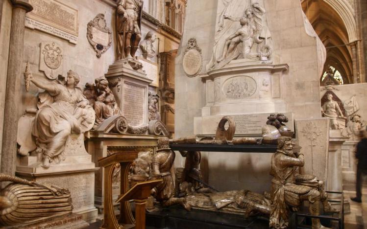 Stone monuments in St John the Evangelist Chapel, Westminster Abbey