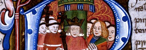 Illumination of the king in parliament, 15th century (courtesy of the National Archives)