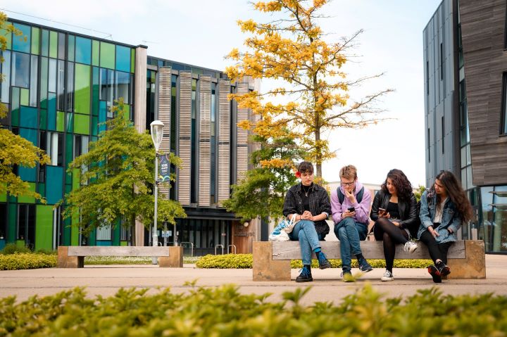 Four students on Campus East