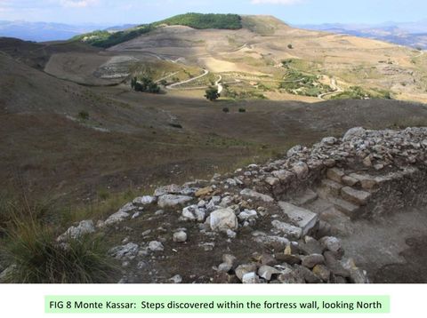 FIG 8: Monte Kassar: Steps discovered within the fortress wall, looking North