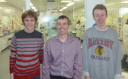 Peter with MChem students Tom and Freddy