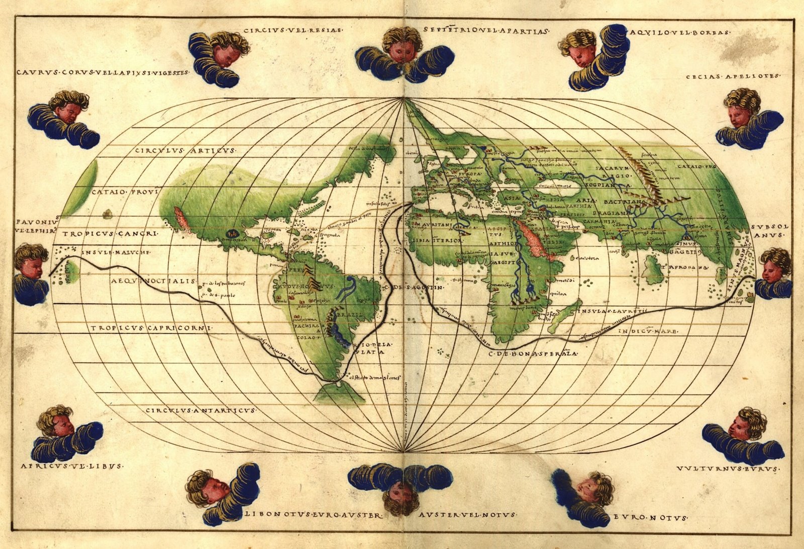 Agnese world map, 1544