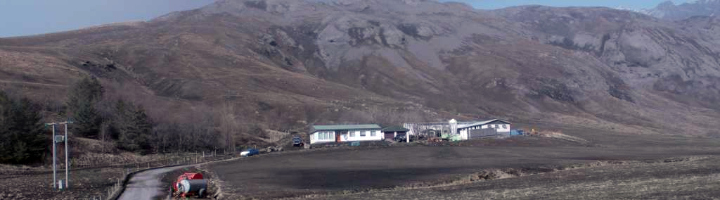 fields covered in volcanic ash, Iceland