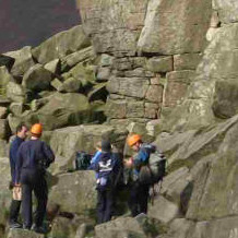 Geologists at a rock face