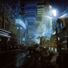 Street scene from Ridley Scott's Blade Runner, 1982, based on the 1968 novel 'Do Androids Dream of Electric Sheep'? by Philip K Dick