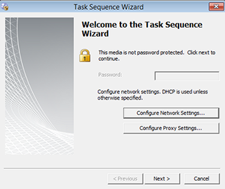 Task Sequence Wizard with option to configure network settings