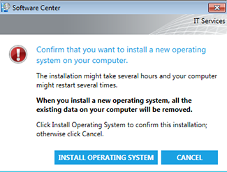 Confirm that you want to install a new operating system on your computer