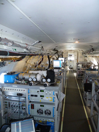 Inside the converted BAe146 aircraft used to measure airborne emissions