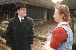 Dr Mark Roodhouse on set with Ruth Goodman. Photo courtesy of Lion TV/BBC