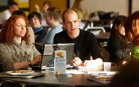 Students gathered in a cafeteria