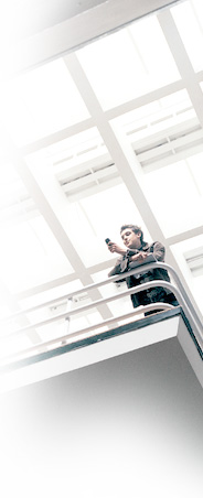 a student at the University of York using a mobile telephone