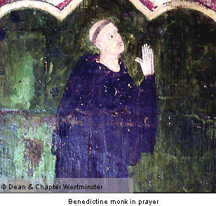 Benedictine monk at prayer