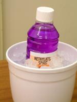 Picture of step 1, cooling bottle of methylated spirits in ice.