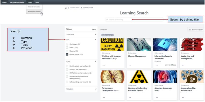 lms learning search