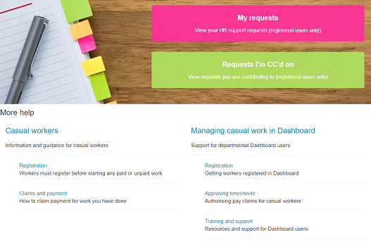 A screenshot of the helpcentre article on casual workers