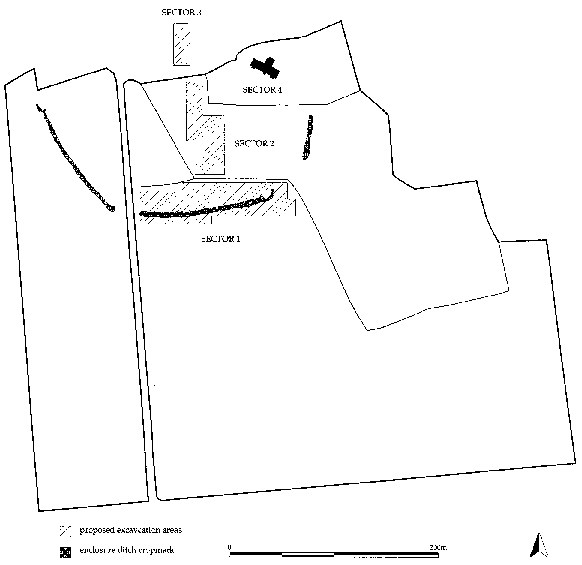 Proposed excavation areas in the enclosure