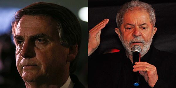 Presidents Jair Bolsonaro (left) and Luiz Inácio Lula da Silva (right)
