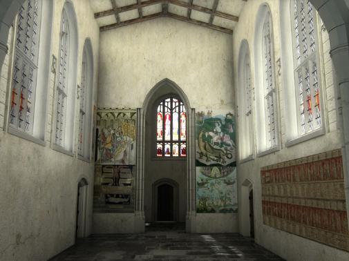 Virtual reality model of the west wall of the guild chapel, Stratford-upon-Avon