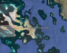 Google Earth view of the Farasan Islands and Gizan