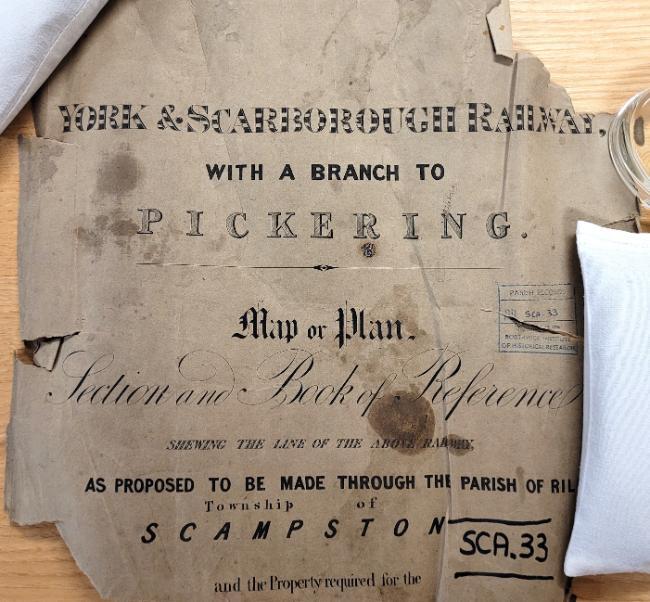 Map and plan for the proposed branch line to Pickering, 1844
