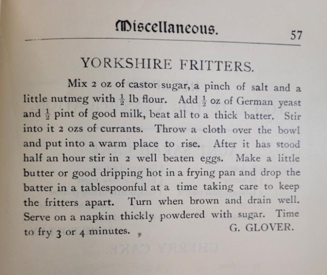 A recipe for Yorkshire Fritters.