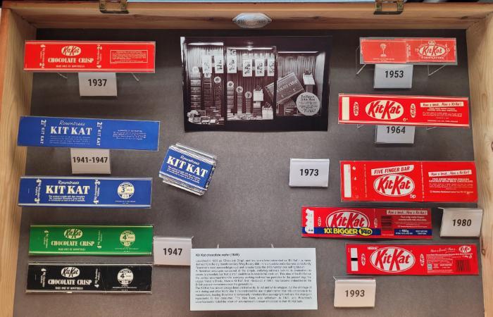 Our display of Kit Kat wrappers at the unveiling of the blue plaque at the Cocoa Works
