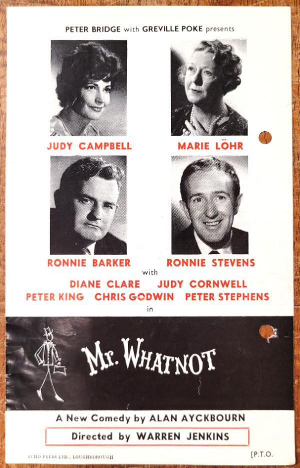 Promotional leaflet for 'Mr Whatnot' by Alan Ayckbourn