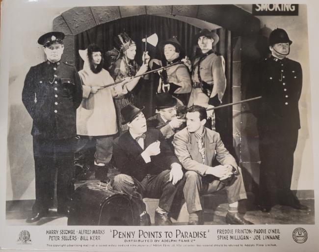 Promotional image for Penny Points to Paradise, starring Peter Sellers, Harry Secombe and Spike Milligan of The Goon Show, 1951
