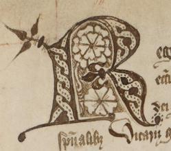 Detail from Archbishop Thomas Arundel's Register 14, folio 15 verso