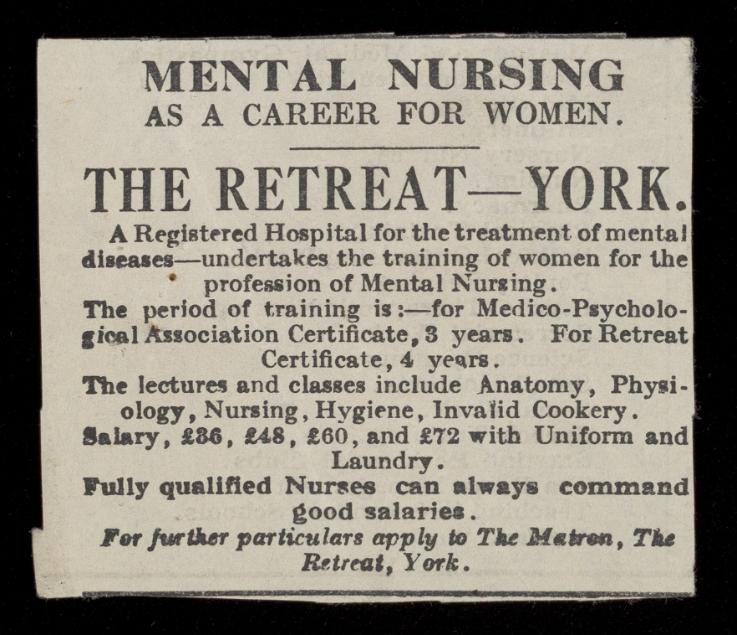 Mental Nursing as a Career for Women advertisement from The Retreat Archive