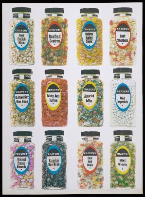 Twelve jars of Craven's Sweets from the 1980s
