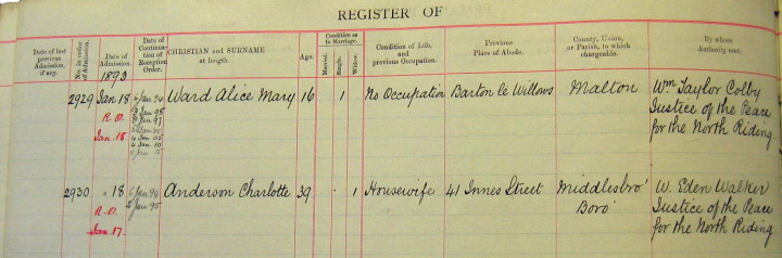 Charlotte Anderson admittal papers