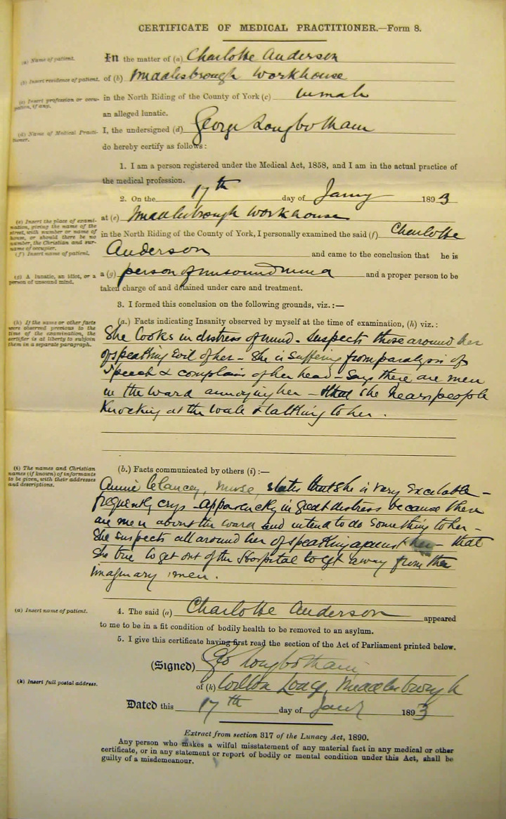 Charlotte Anderson medical certificate