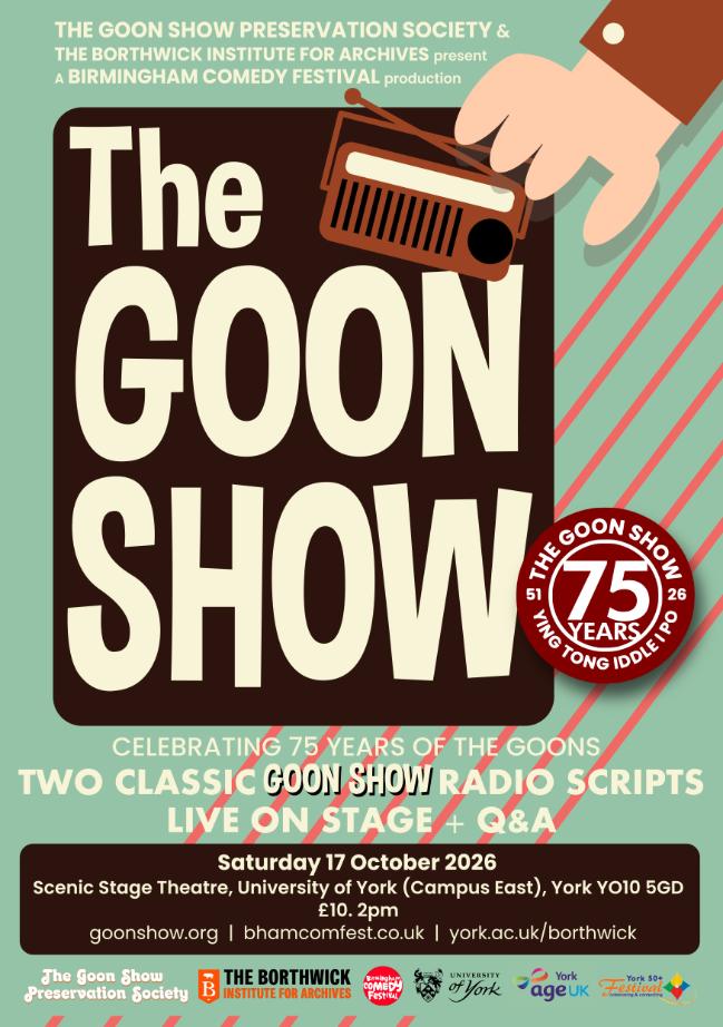 Advertisement for The Goon Show event on 17th October 2026