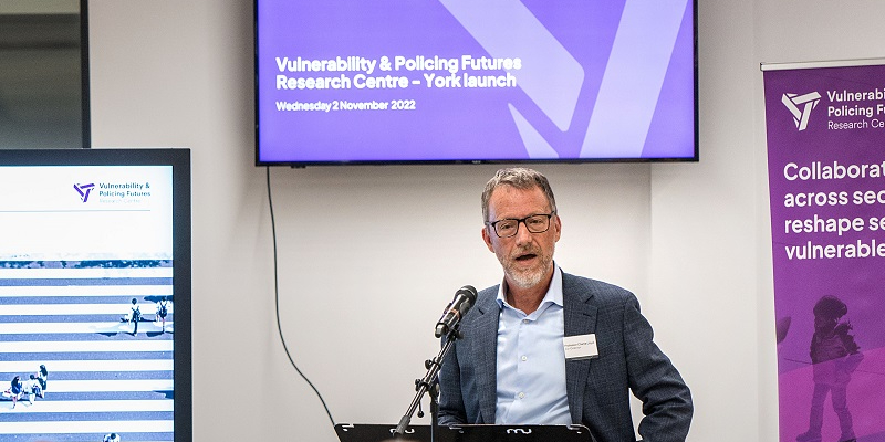 Professor Charlie Lloyd, Co-Director of the Centre, speaking at the launch event.