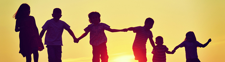 Children and sunset