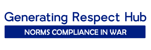 Logo reads: Generating Respect Hub, Norms compliance in war/