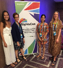 Tallulah Lines (right) together with other panelists at RightsCon 2019 in Tunis