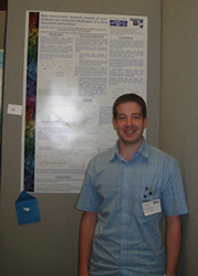 Adrian Taylor with his poster at the British Mass Spectrometry Society meeting in Derby 2004.