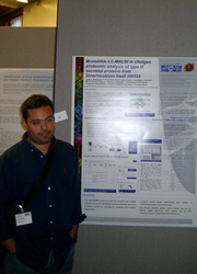 Joao Rodrigues with his poster at the British Mass Spectrometry Society meeting in Derby 2004.