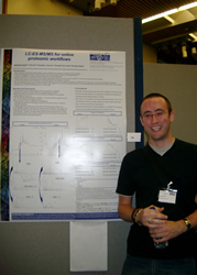 James Ault with his poster at the British Mass Spectrometry Society meeting in Derby 2004.