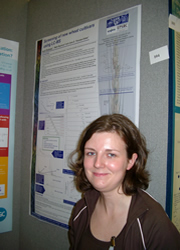 Sarah Robinson with her poster at the British Mass Spectrometry Society Meeting in Derby 2004.