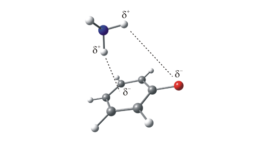 One possible conformation of the fluorobenzene-ammonia complex.  