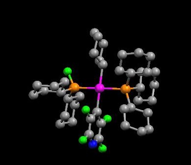 Structure of product of reaction of Pt(PCy3)2 with pentafluoropyridine 