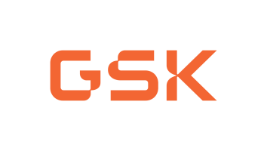 GSK logo of orange letters on white background