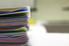Image of stack of colourful files