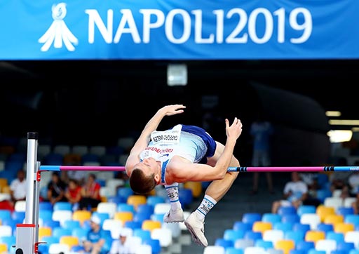 Harry Maslen competing in the World University Games in Napoli, 2019. Photo credit: Olavi Kaljunen.