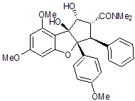 The chemical structure of rocaglamide