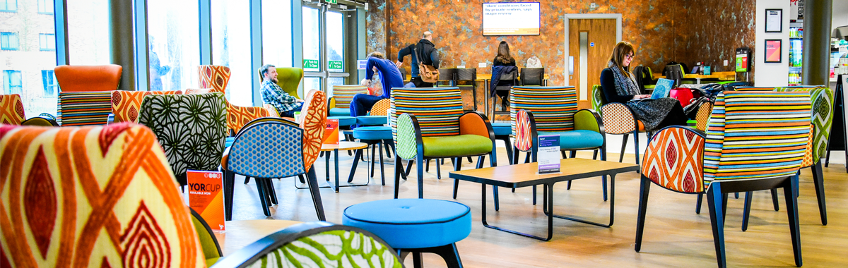 Vibrant and colourful seating area